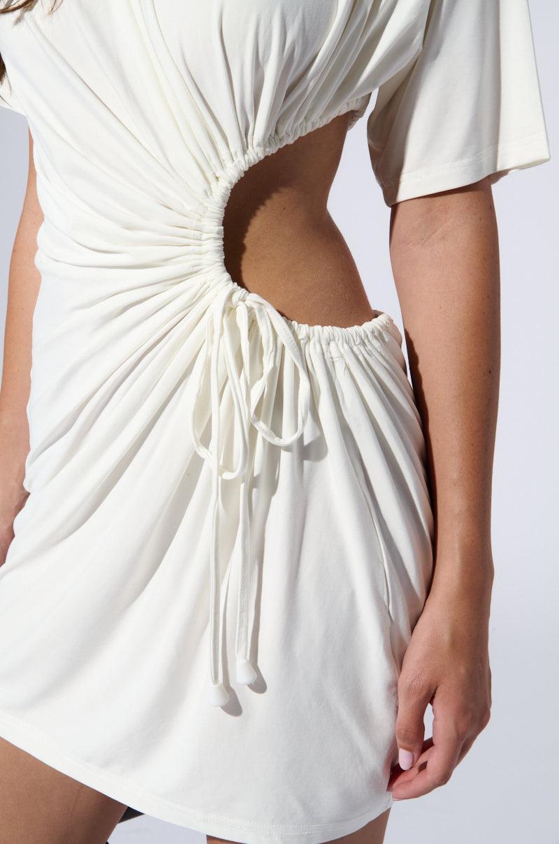 KIRBY RUCHED TSHIRT MINI DRESS WITH CUTOUT Product Image