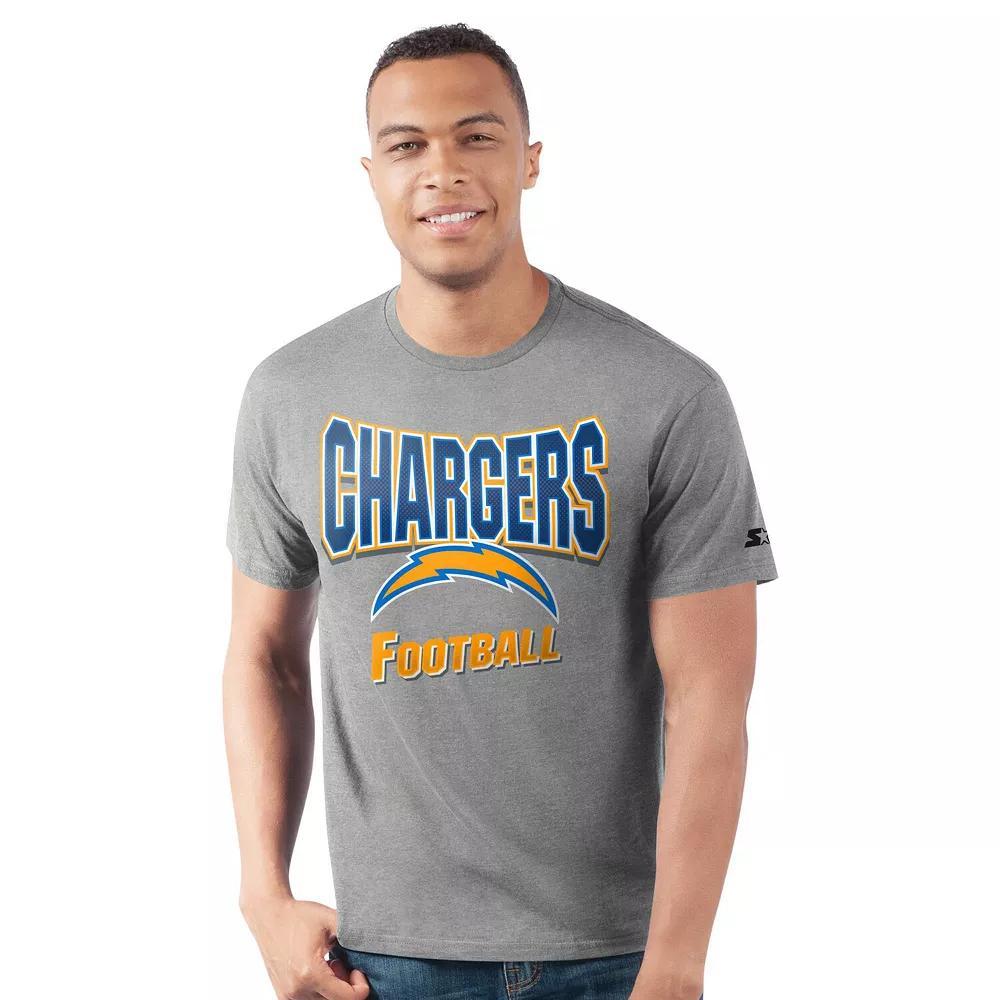 Men's Starter  Heather Gray Los Angeles Chargers Prime Time T-Shirt, Size: XL, Grey Product Image