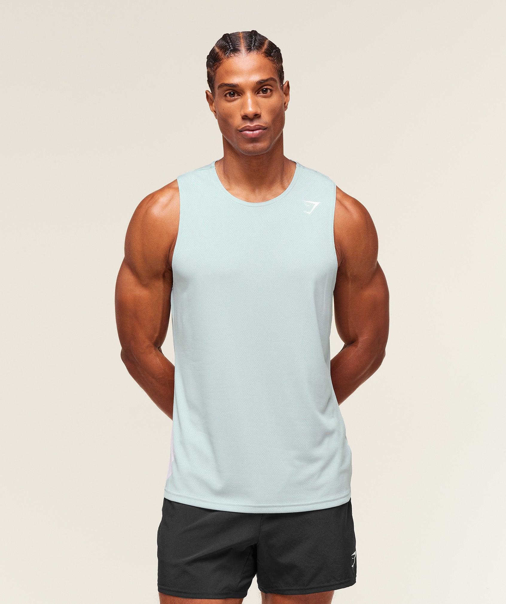 Gymshark Arrival Tank - Smoke Blue Male Product Image