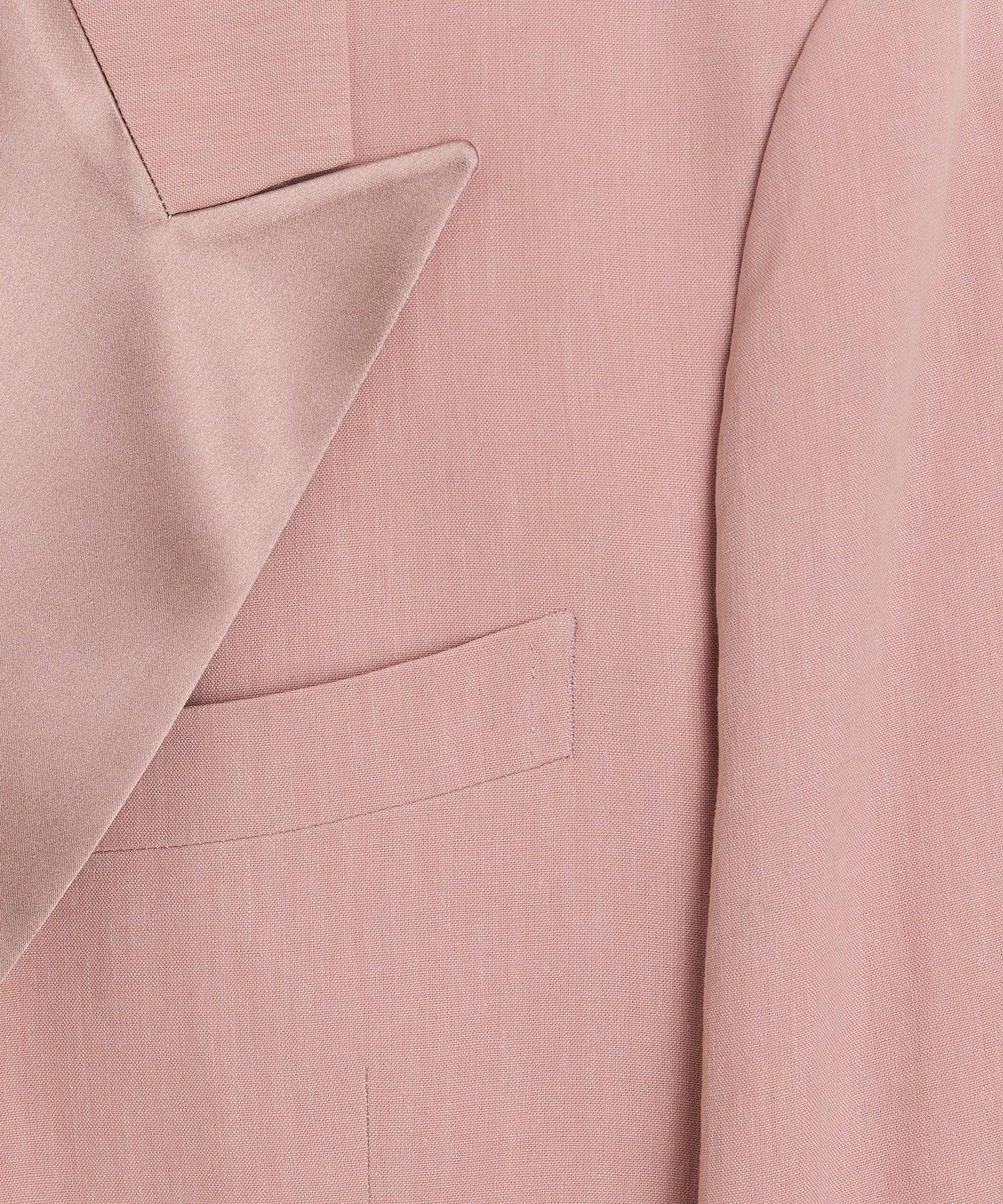 Italian Relaxed Sueded Linen Double-Breasted Tuxedo Jacket Product Image