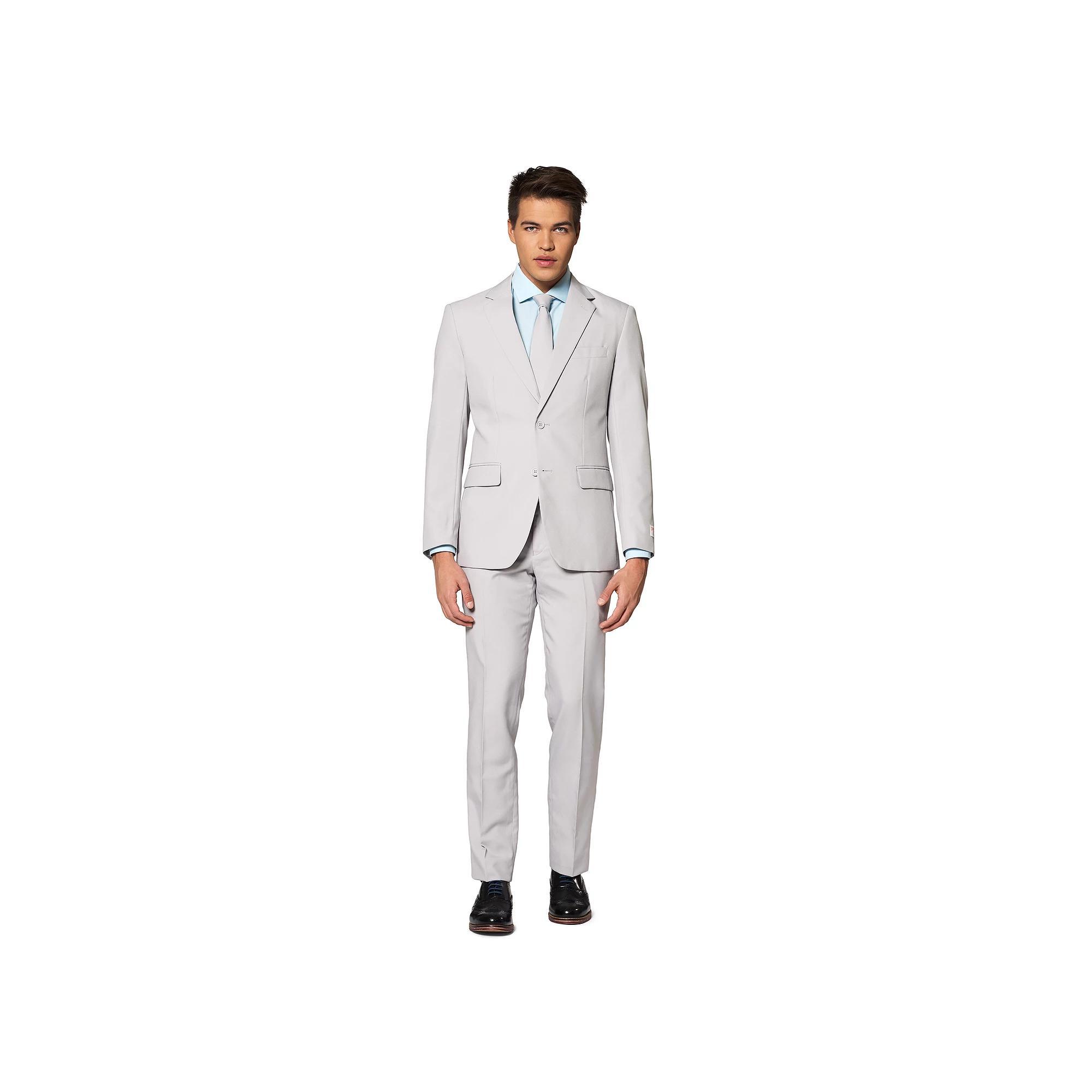 Men's OppoSuits Slim-Fit Solid Suit & Tie Set, Size: 46 - Regular, Gray Product Image