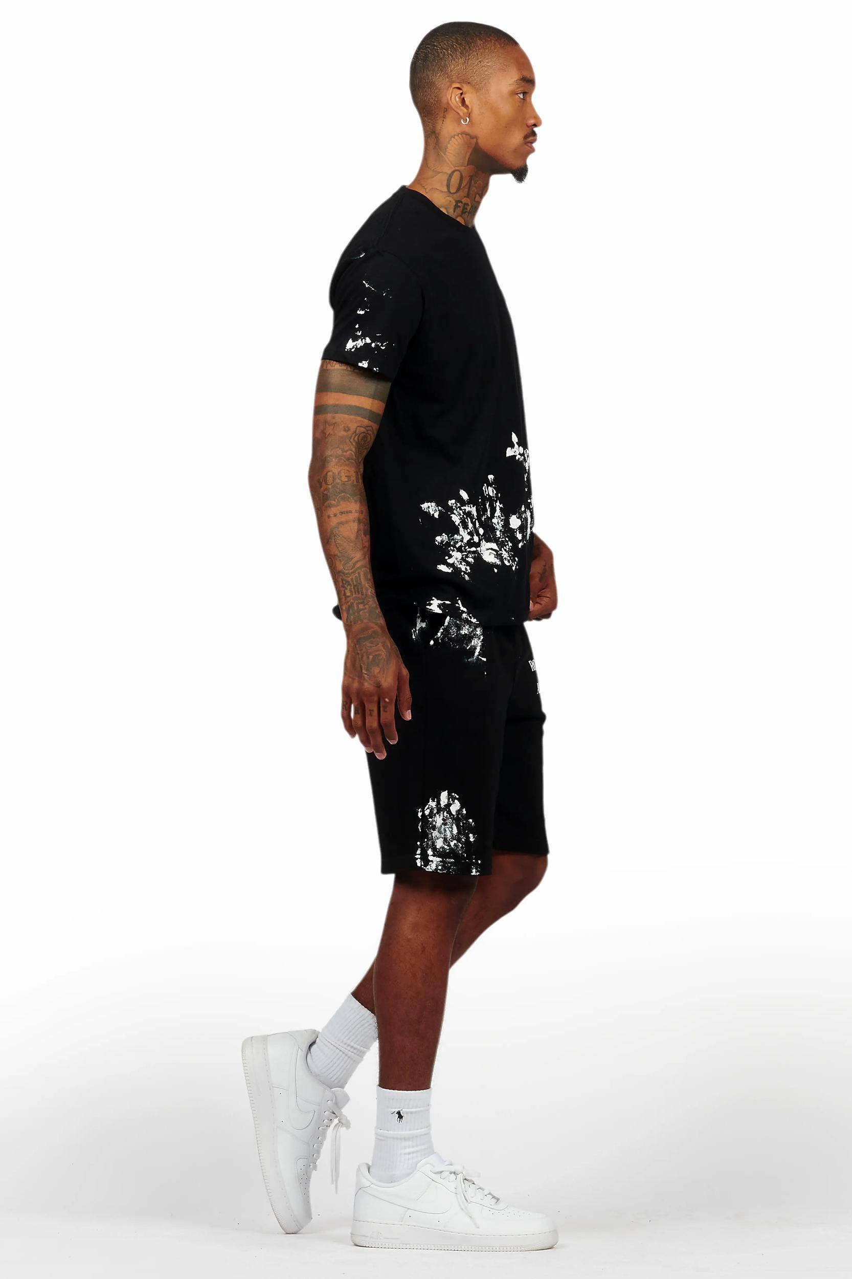 Filip Black Graphic T-Shirt Short Set Male Product Image