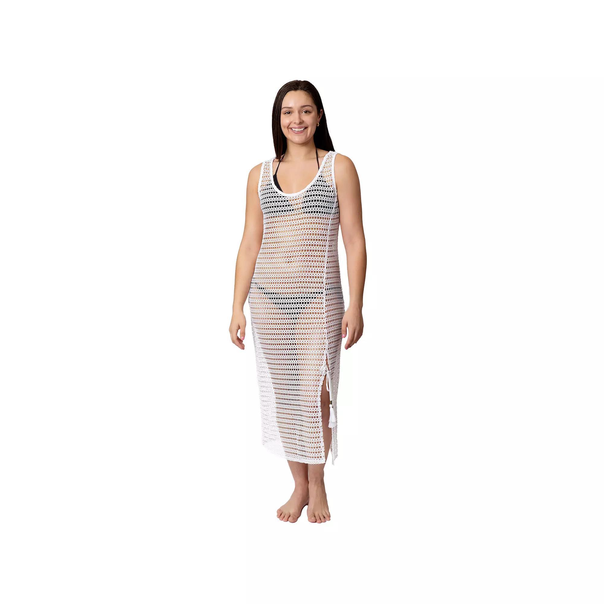 Women's Aqua Del Mar High Slit Coverup Midi Tank Top Dress, Size: Medium, White Product Image