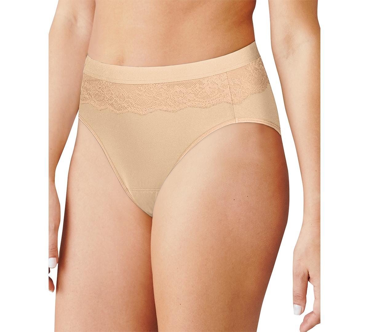 Women's Bali® Beautifully Confident Hi-Cut Panty with Leak Protection Liner DFLLH1, Size: 7, Black Product Image