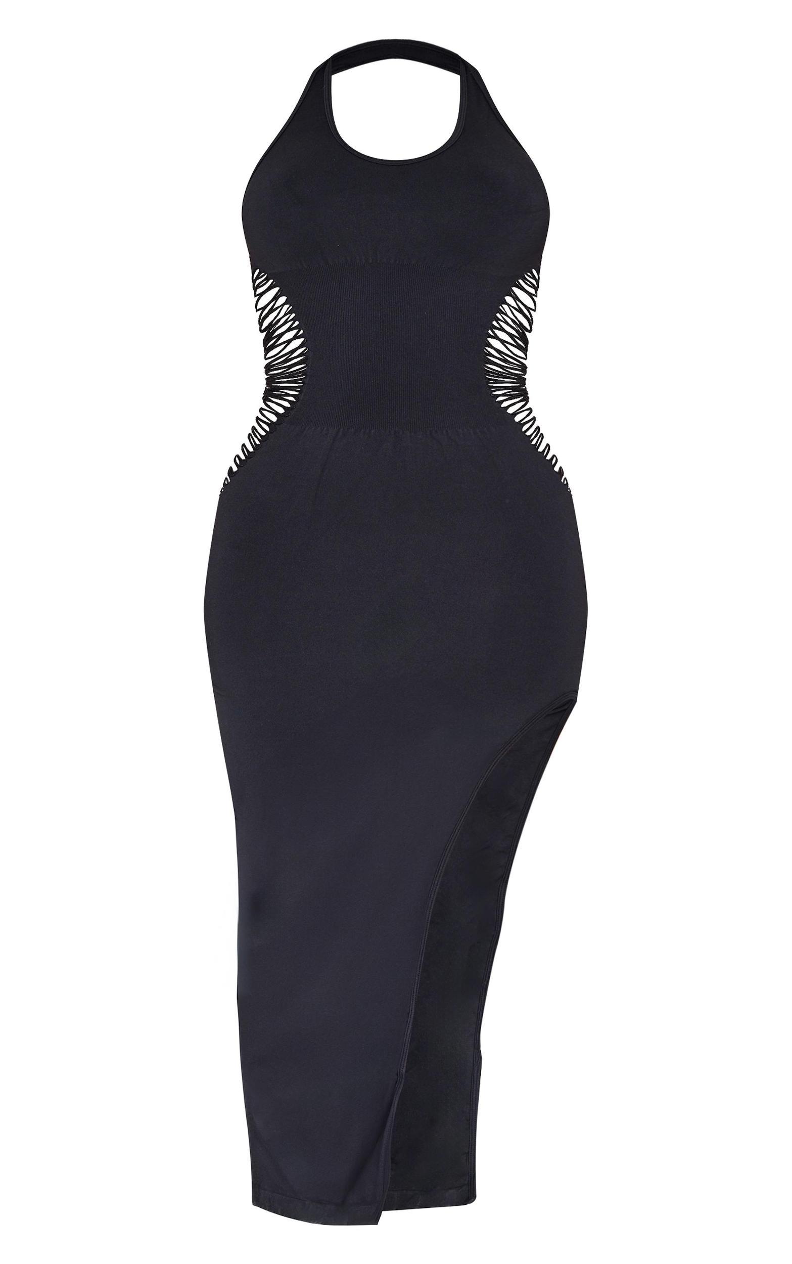 Shape Black Seamless Ladder Cut Out Halterneck Midaxi Dress Product Image