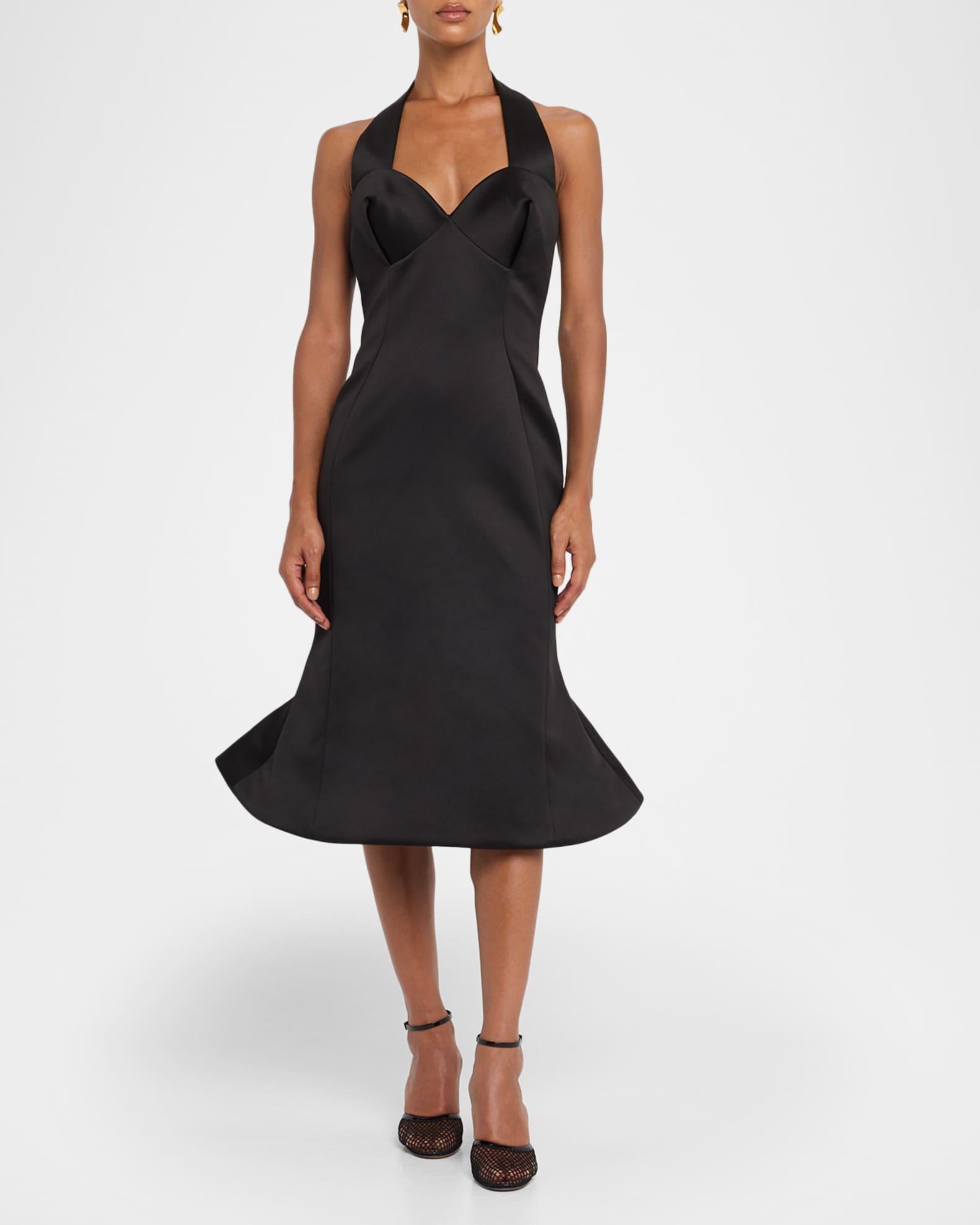 Sculpted Satin Halter Dress Product Image