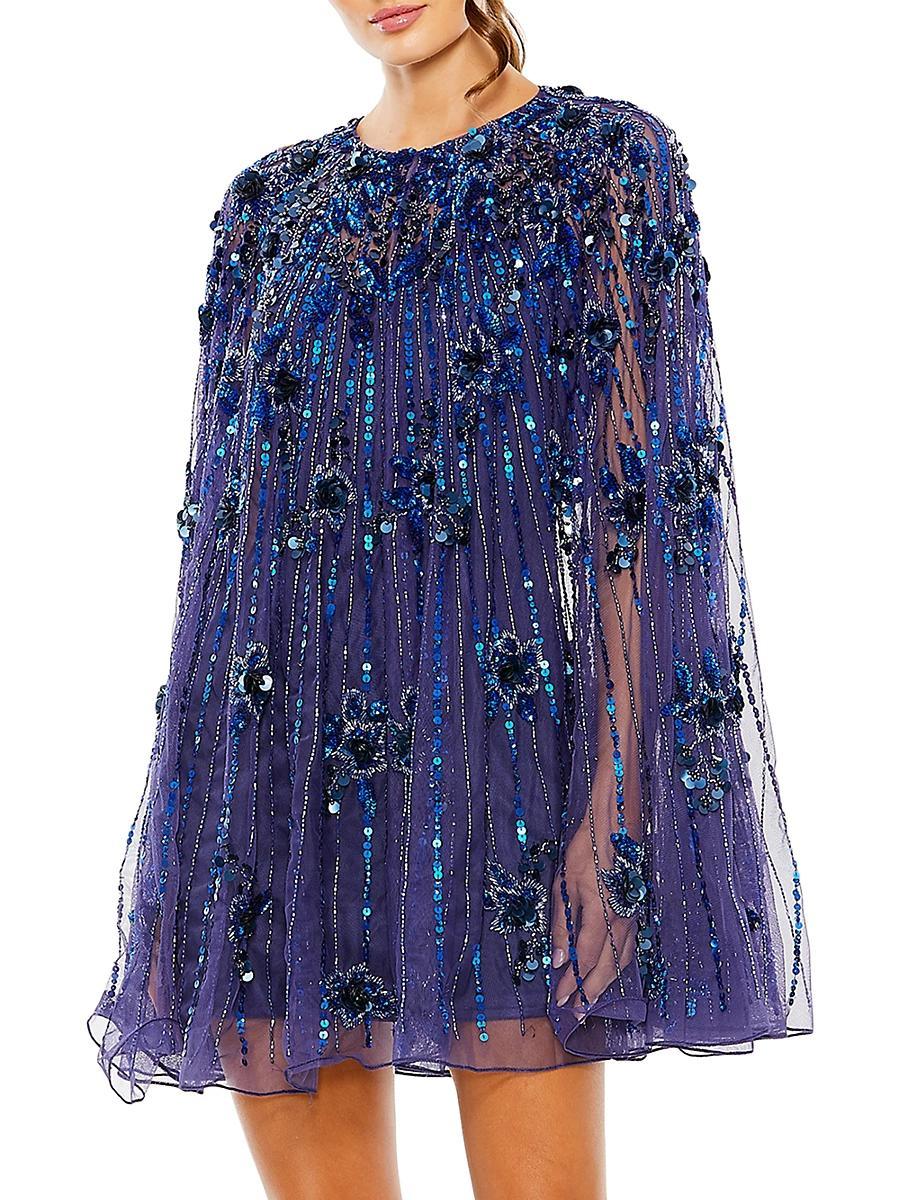 Womens Embellished Tulle Trapeze Dress Product Image