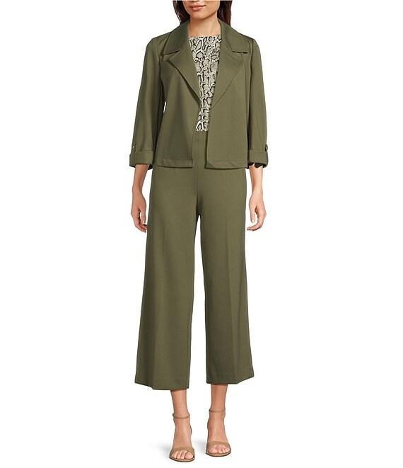 Anne Klein Snake Print Round Neck Pleated Short Sleeve Blouse Product Image