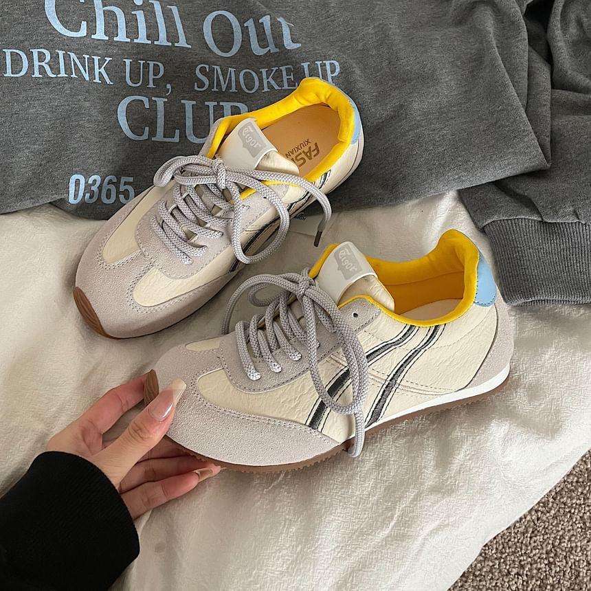 Color Block Lace-Up Sneakers Product Image