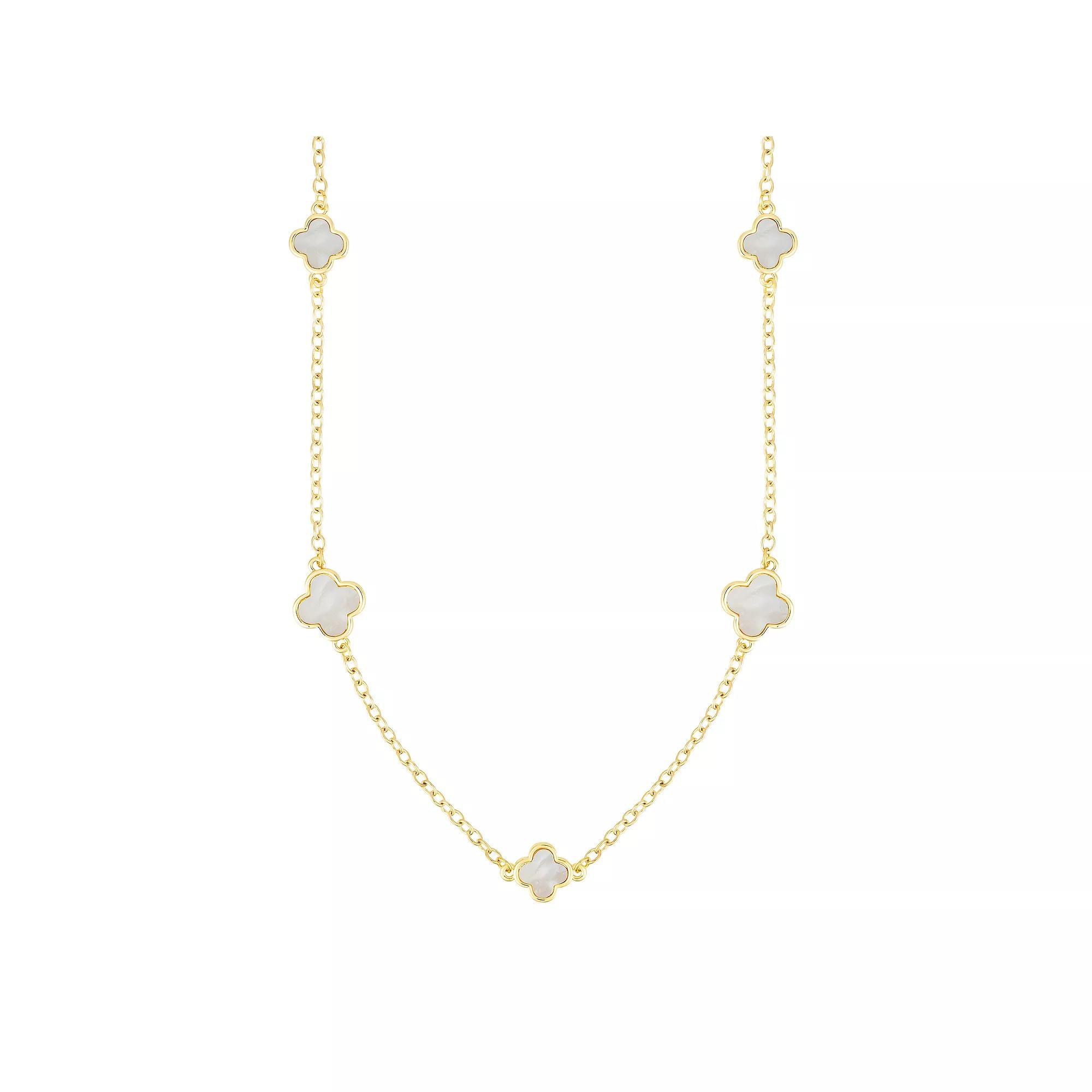 Adornia Mother-Of-Pearl Flower Station Necklace, Women's, Size: 36", Gold Tone Product Image