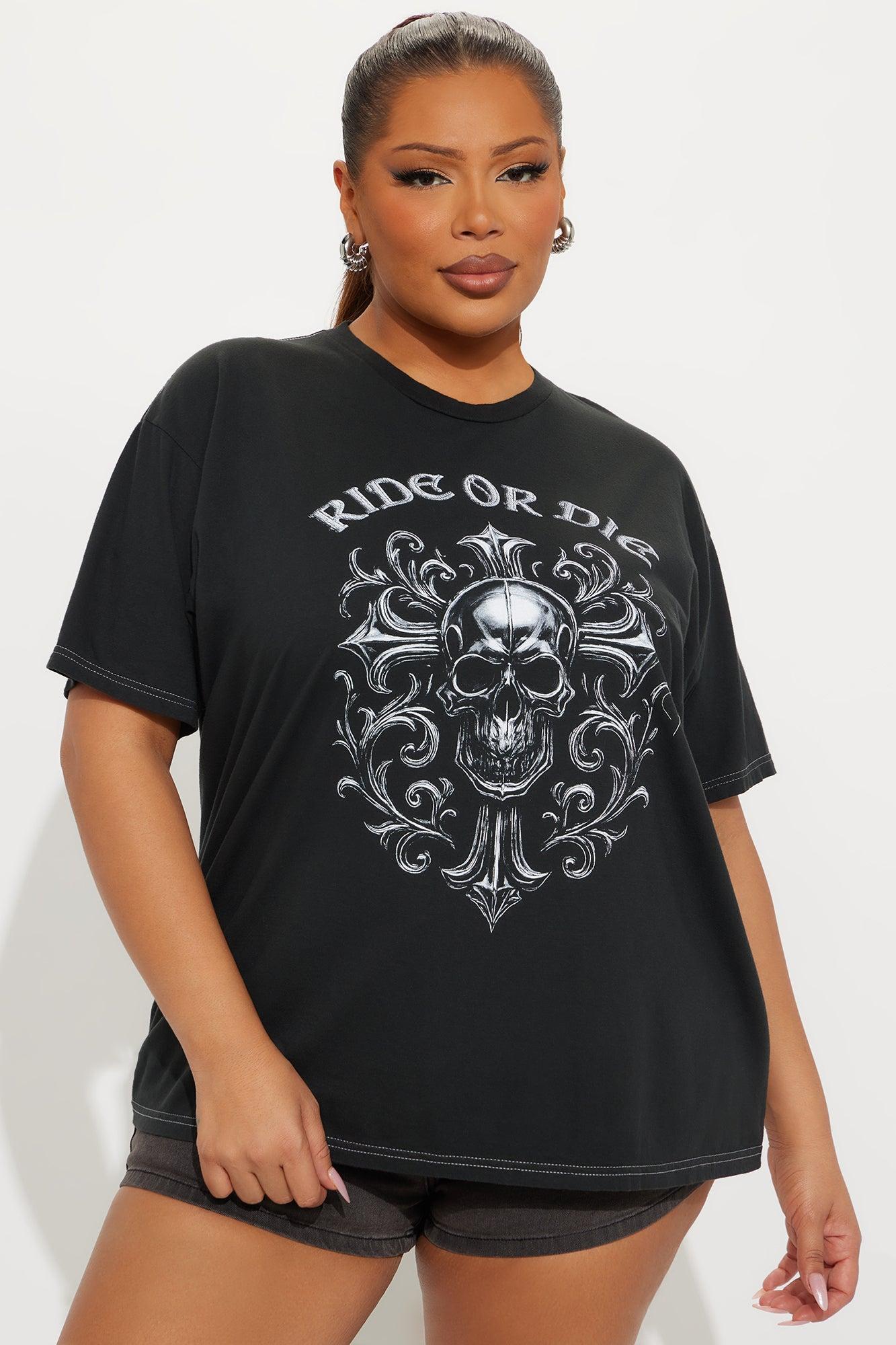 Ride Or Die Cross Washed Tee - Black Female Product Image