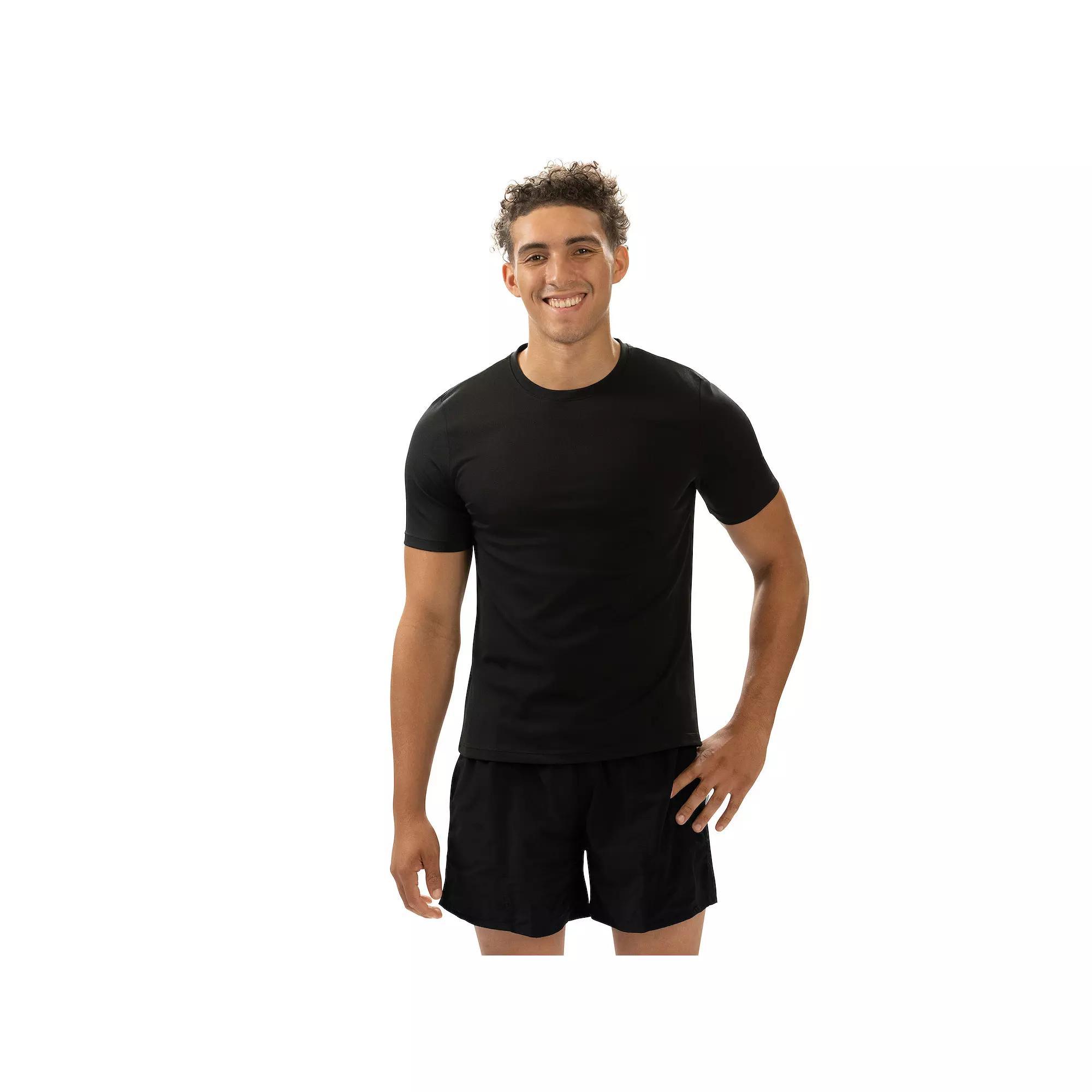 Dolfin Crewneck Short Sleeve Swim Rash Guard Shirt, Men's, Size: Large, Black Product Image