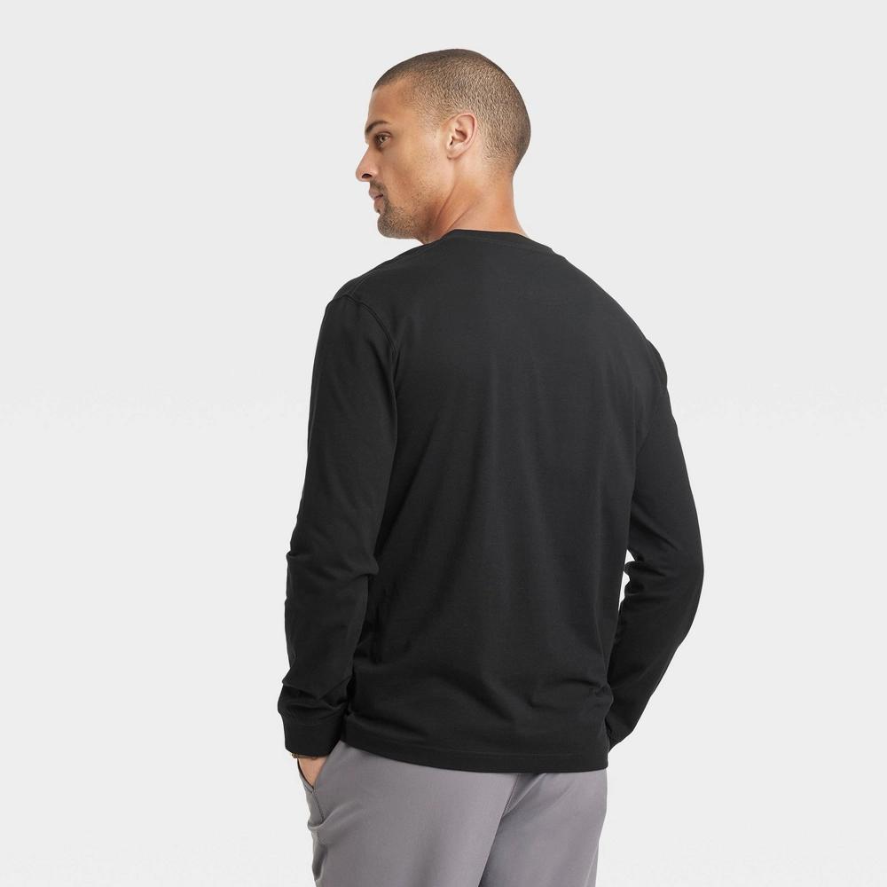 Men's Long Sleeve Henley Shirt - Goodfellow & Co™ Heathered Beige L Product Image
