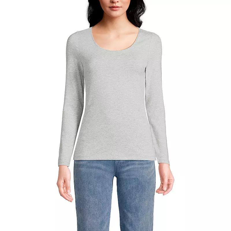 Women's Lands' End Lightweight Scoopneck Long-Sleeve Tee, Size: Large, Black Product Image