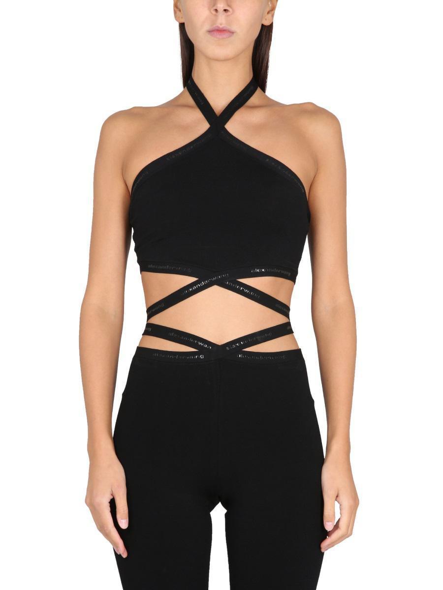 ALEXANDER WANG T Tops With Logo In Black Product Image