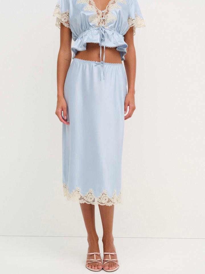 Sweetheart Midi Skirt — Blue Product Image