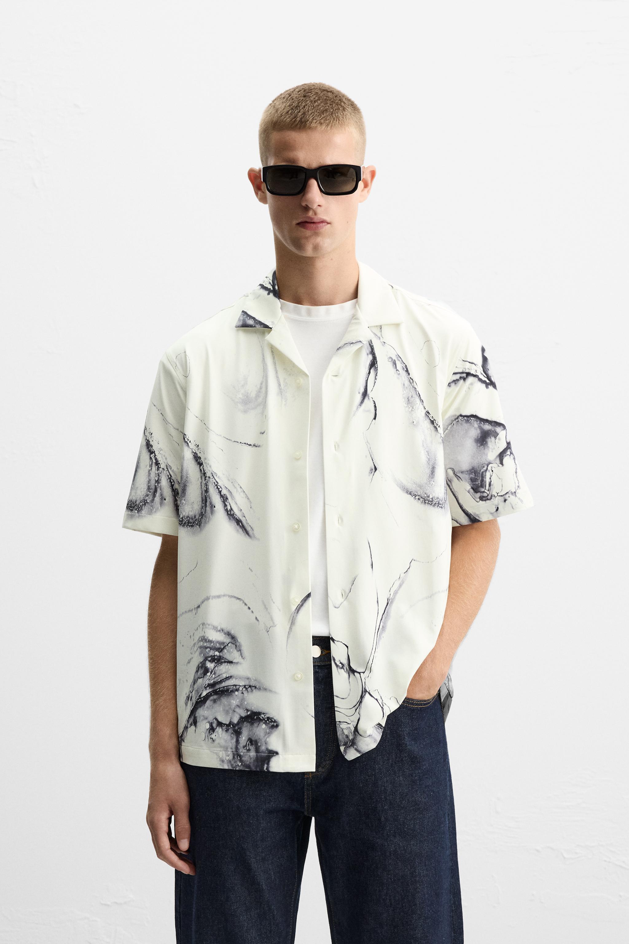 ABSTRACT PRINT STRETCH SHIRT Product Image