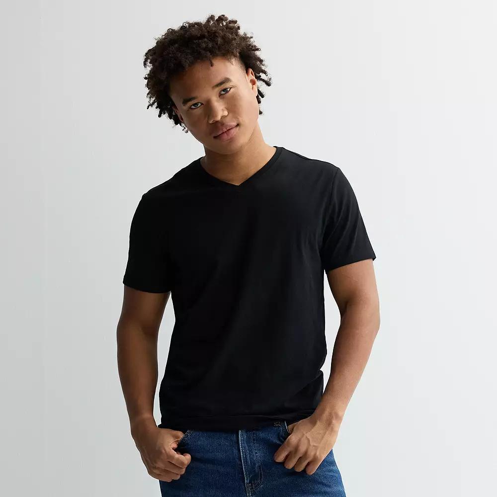Men's Apt. 9® Premier Flex Short Sleeve V-Neck Tee, Size: Small, Gray Inlay Product Image