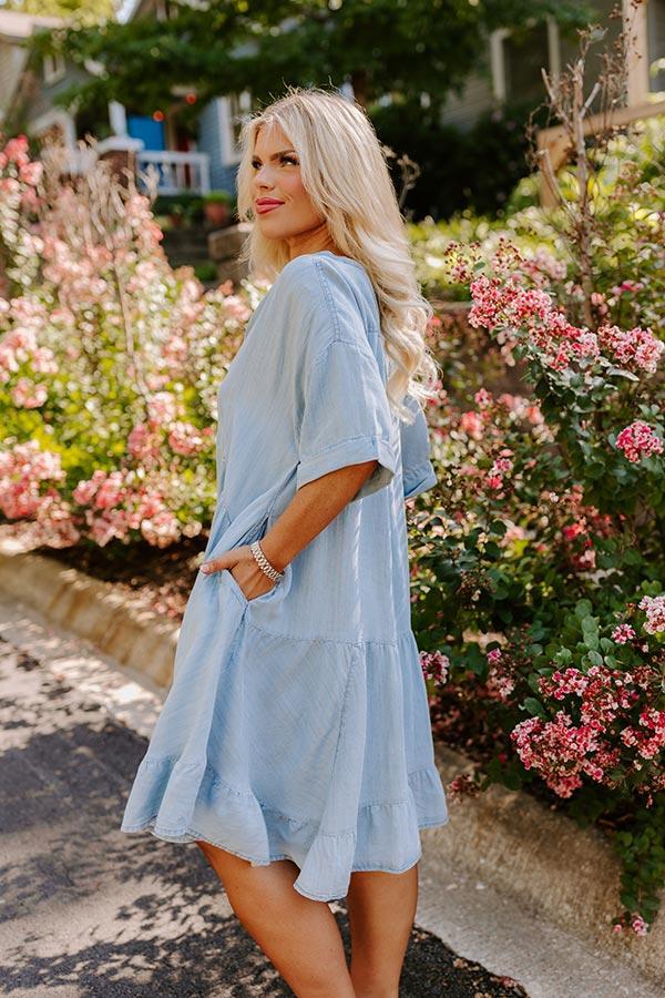 Farmers Market Cutie Chambray Mini Dress Curves Product Image