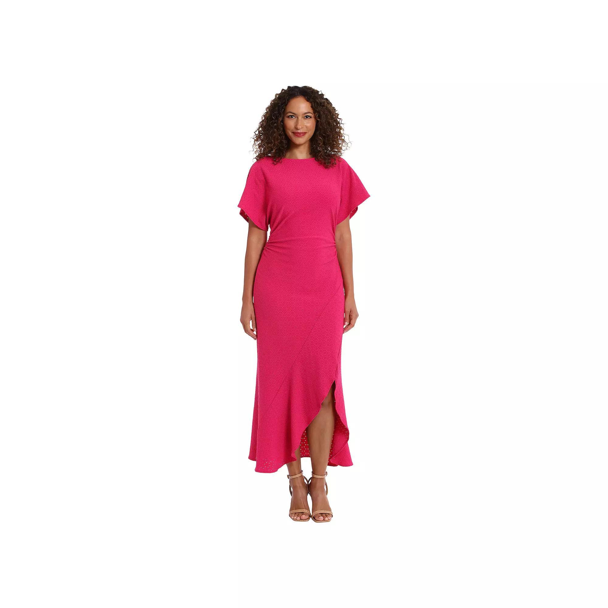 Women's London Times Asymmetrical Hem Eyelet Dress, Size: 2, Pink Product Image