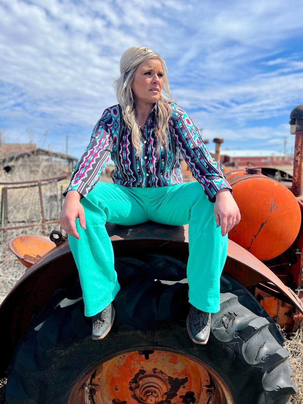 Walking West Denim Turquoise LONG Product Image