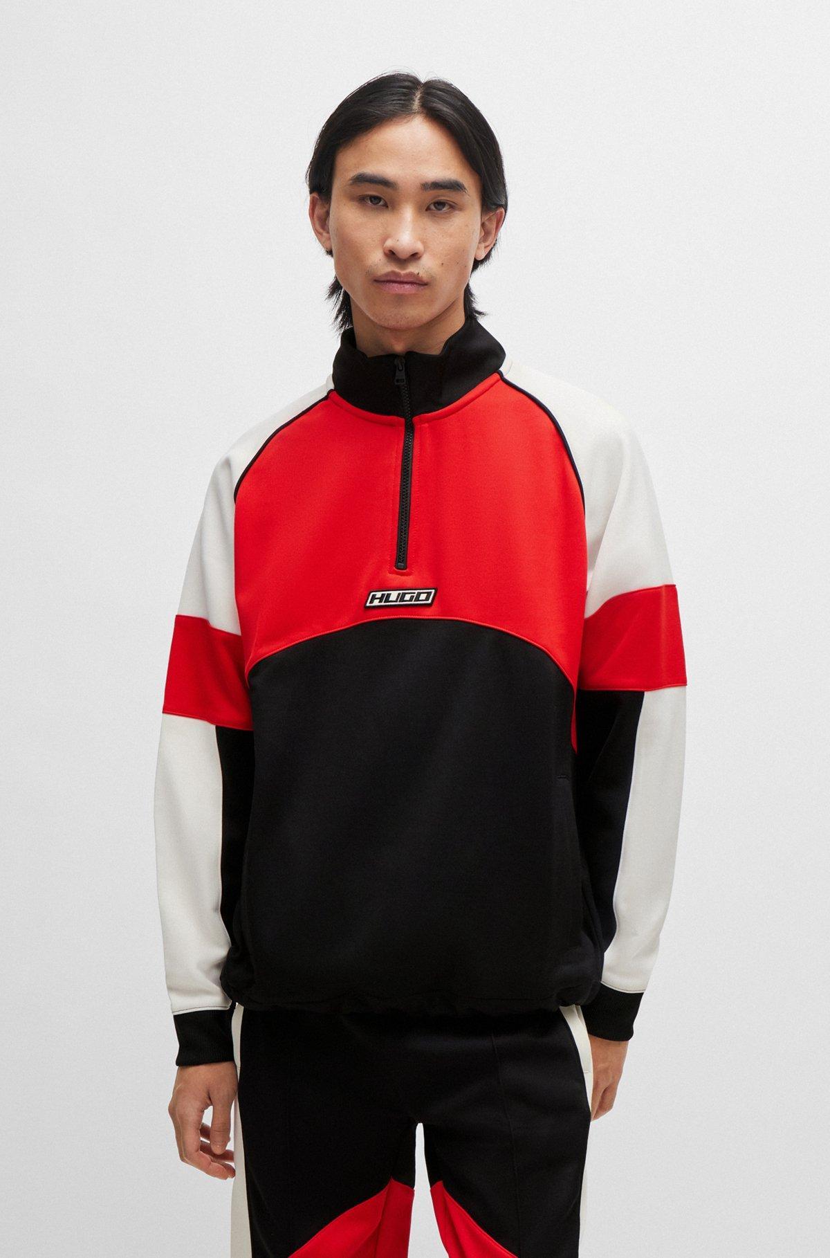 Color-blocked sweatshirt with racing-inspired logo badge Product Image
