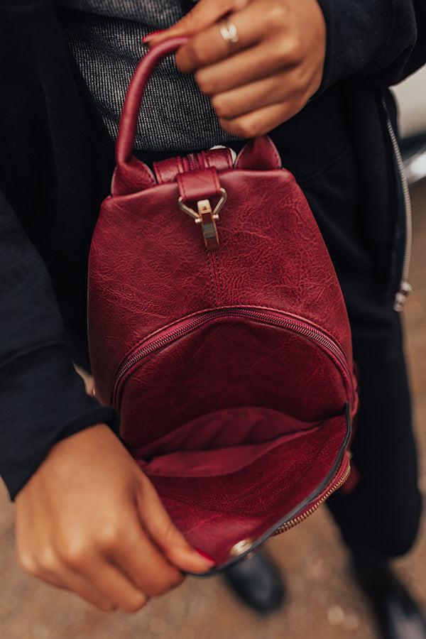 Travel Buddy Faux Leather Backpack In Wine Product Image