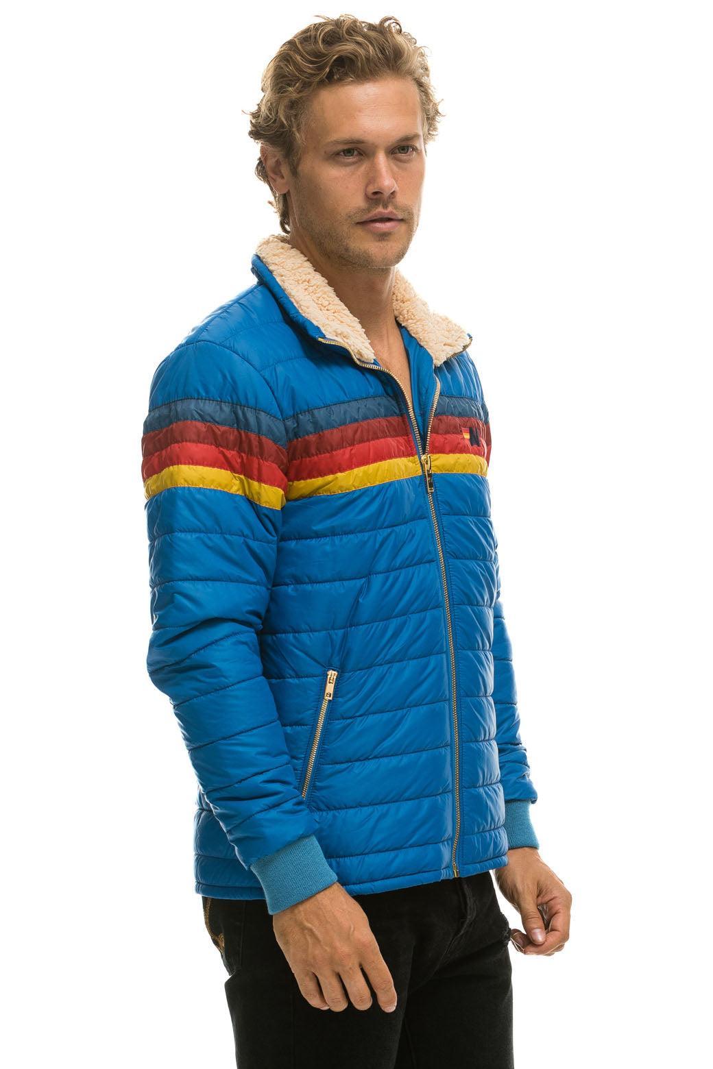4 STRIPE RAINBOW SLEEVE JACKET  -  SNORKEL BLUE Male Product Image