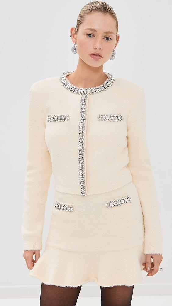 Self Portrait Cream Soft Knit Cardigan | Shopbop Product Image
