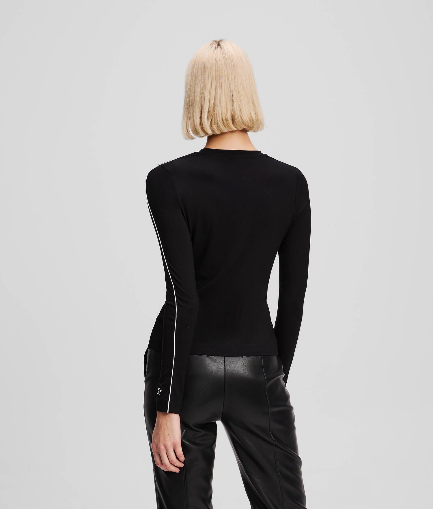 CONTRAST PIPING LONG-SLEEVED TOP Product Image