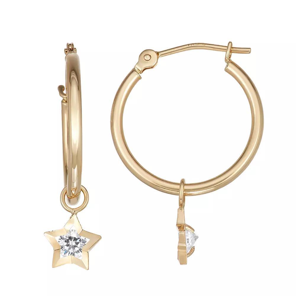 Forever 14K Gold Star Charm Hoop Earrings, Women's Product Image