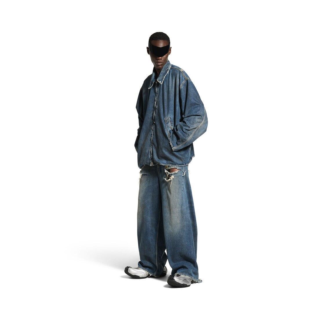 Men's Zip-up Denim Jacket in Blue Product Image