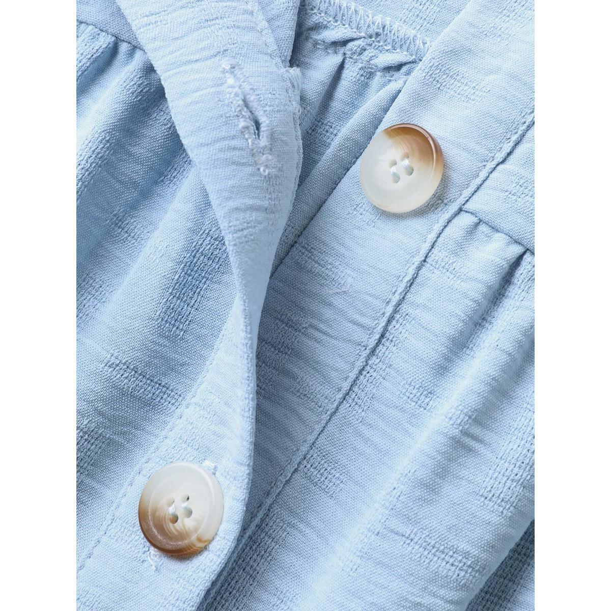 Plus Size Textured Button Placket Tiered Tank Top Women LightBlue Texture Shirt collar Everyday-Casual Tank Tops Camis BloomChic 18-20/2X Product Image