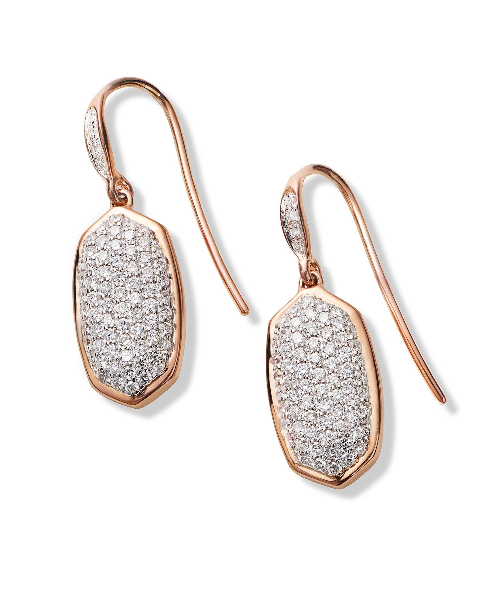 Lee Earrings in Pave Diamond and 14k Rose Gold Product Image