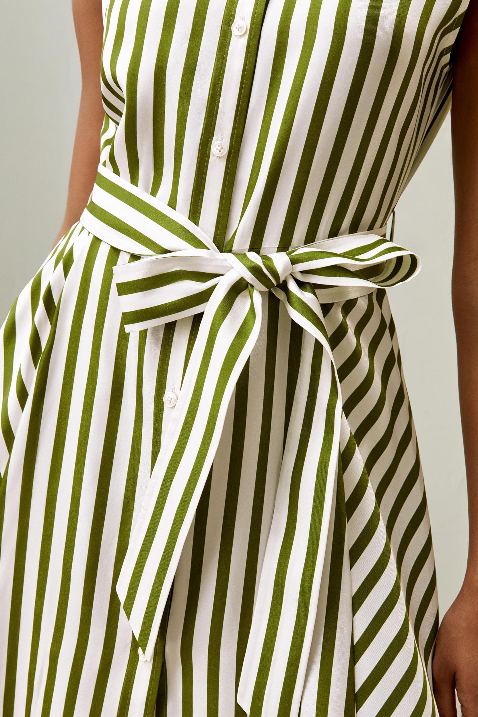 Silk Striped Sleeveless Dress Product Image
