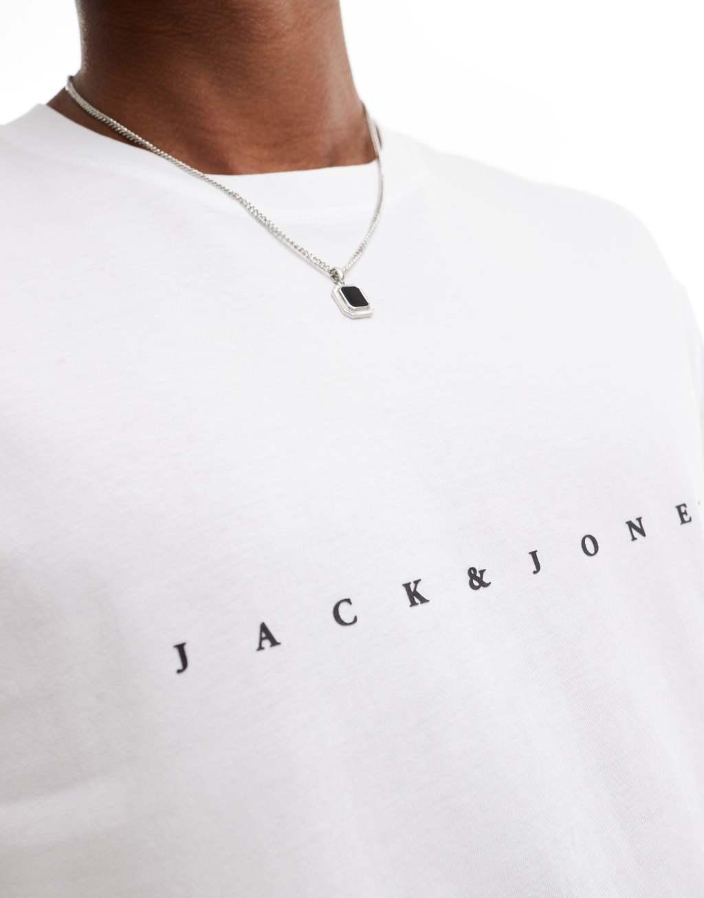 Jack & Jones t-shirt with central logo in white Product Image
