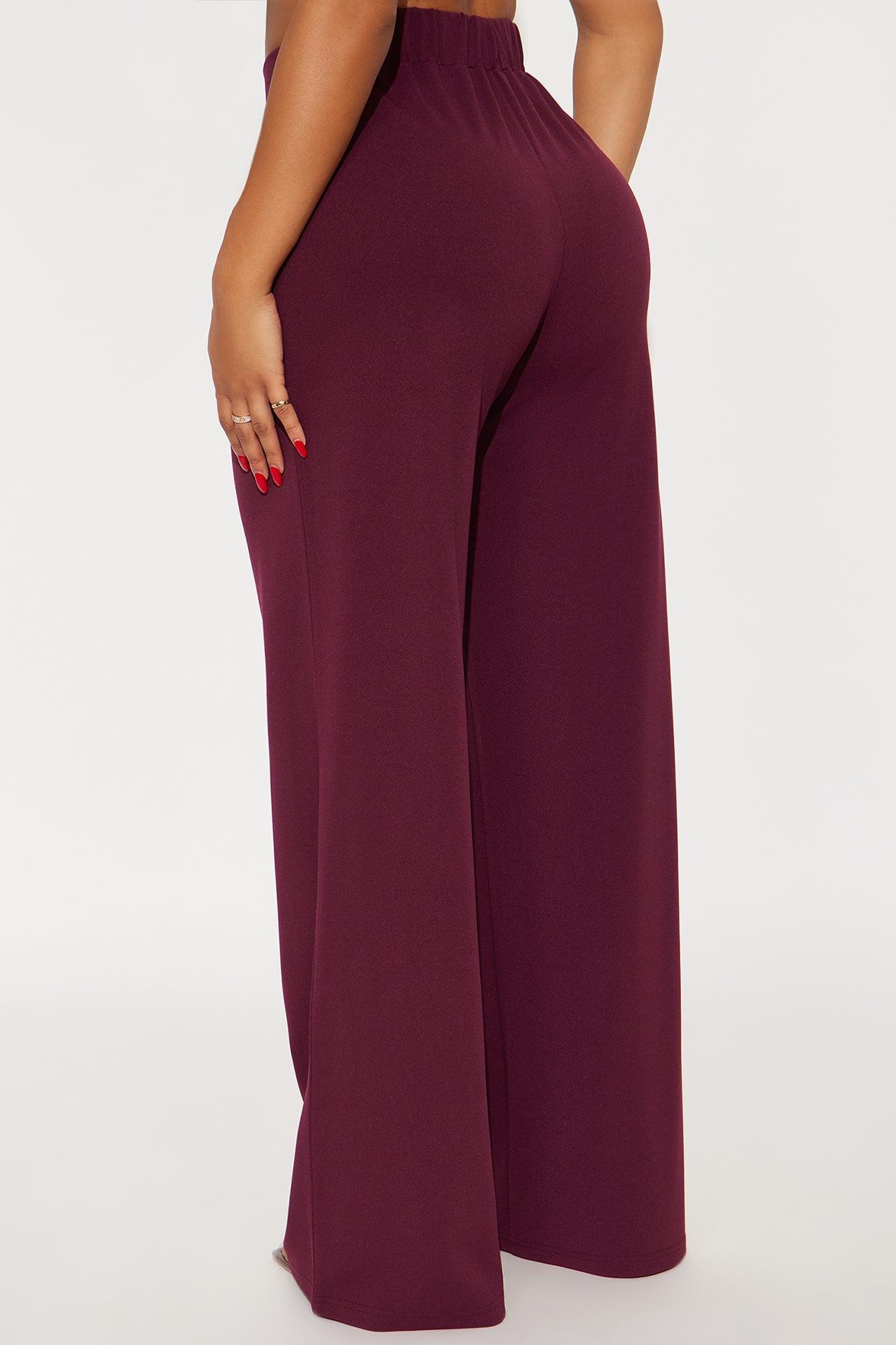 What Matters Most Wide Leg Trouser - Burgundy Female Product Image