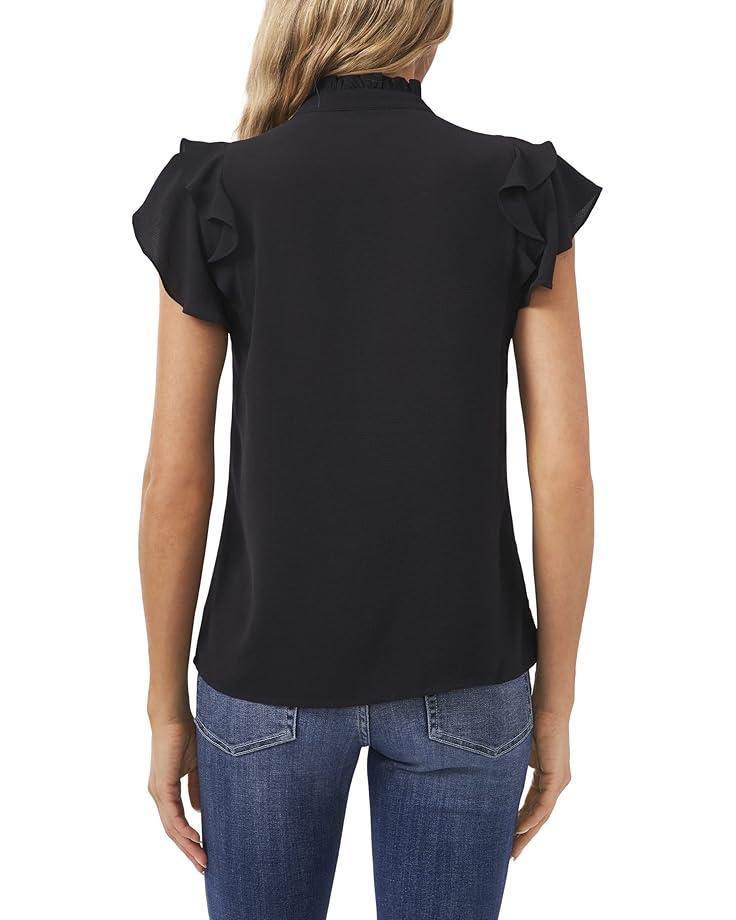 V-neck Shirred Neck Flutter Sleeve Blouse Product Image