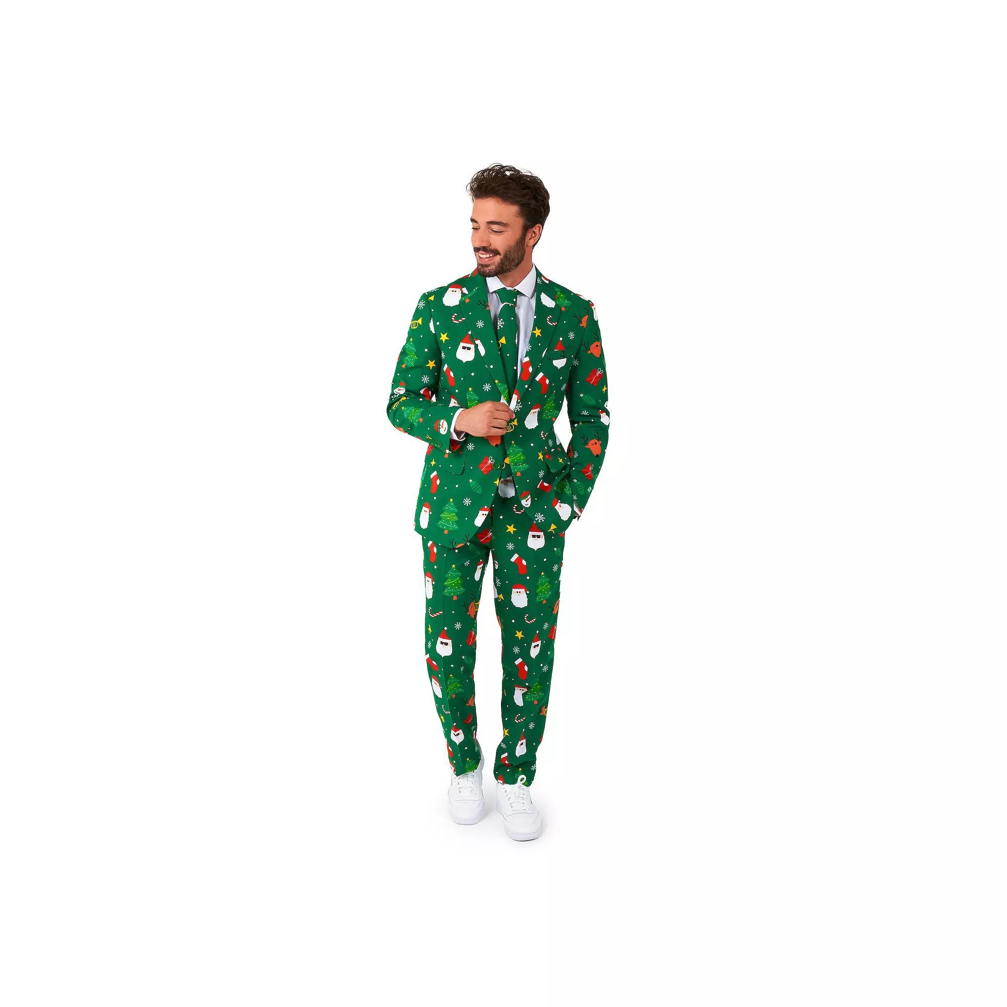 Men's OppoSuits Modern-Fit Christmas Suit & Tie Set, Size: 36 - Regular, Festivity Green Product Image