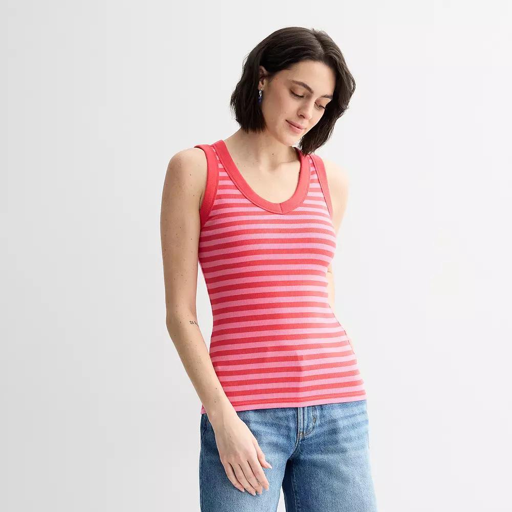 Petite Sonoma Goods For Life Ribbed V-Neck Tank Top, Womens Product Image