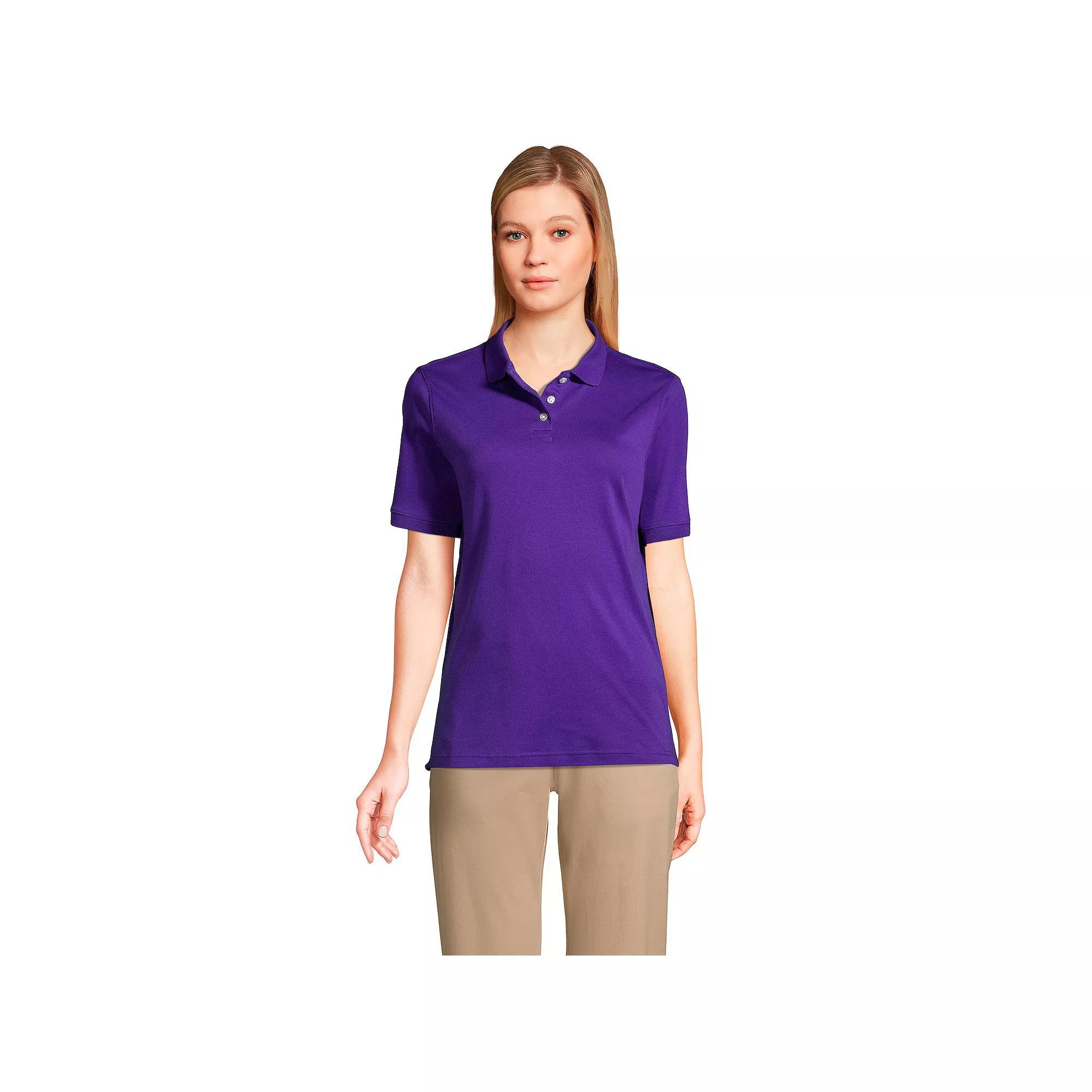 Women's Tall Lands' End School Uniform Short Sleeve Interlock Polo, Size: Small Tall, Blue Product Image