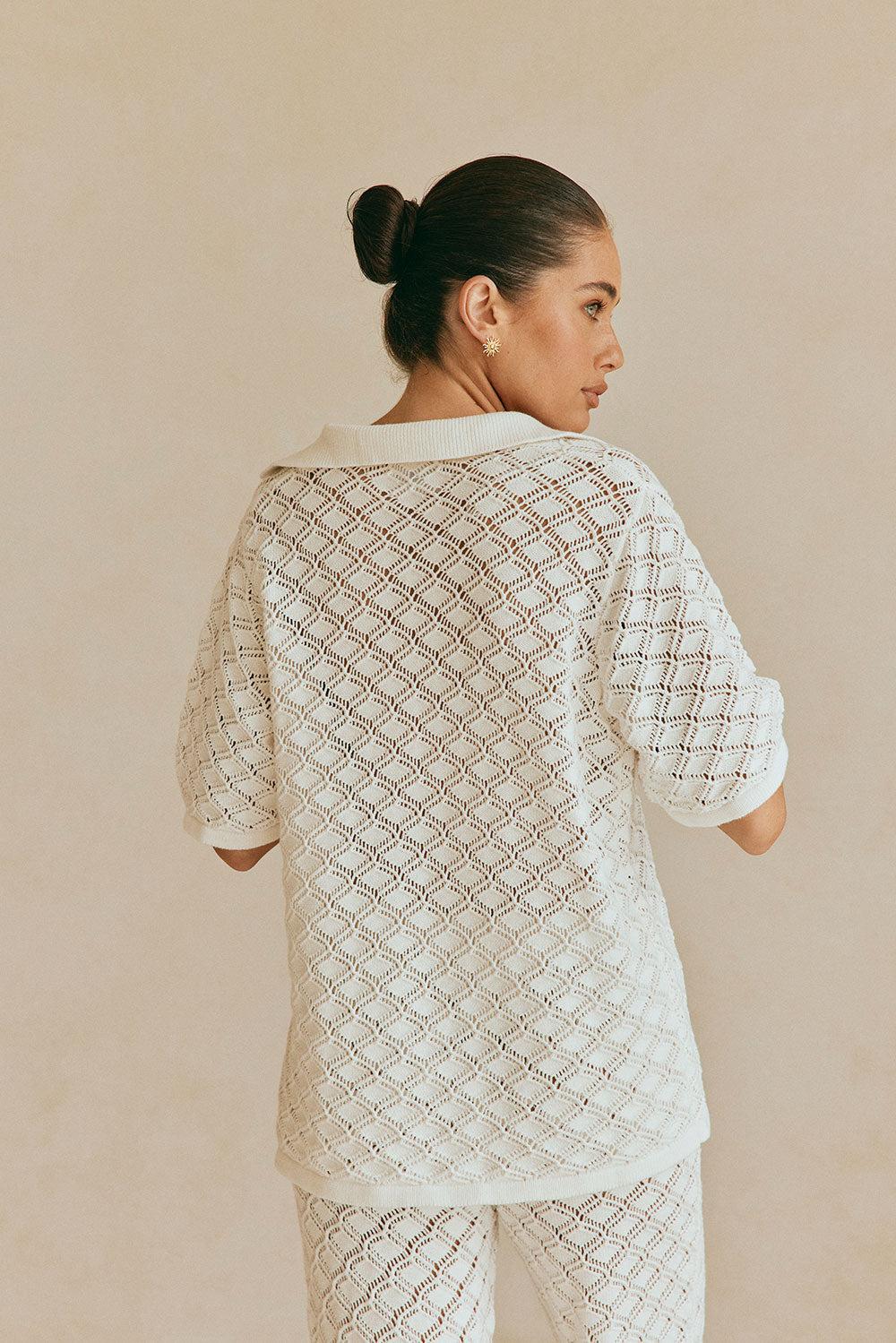 Aya Top - White Knit Product Image