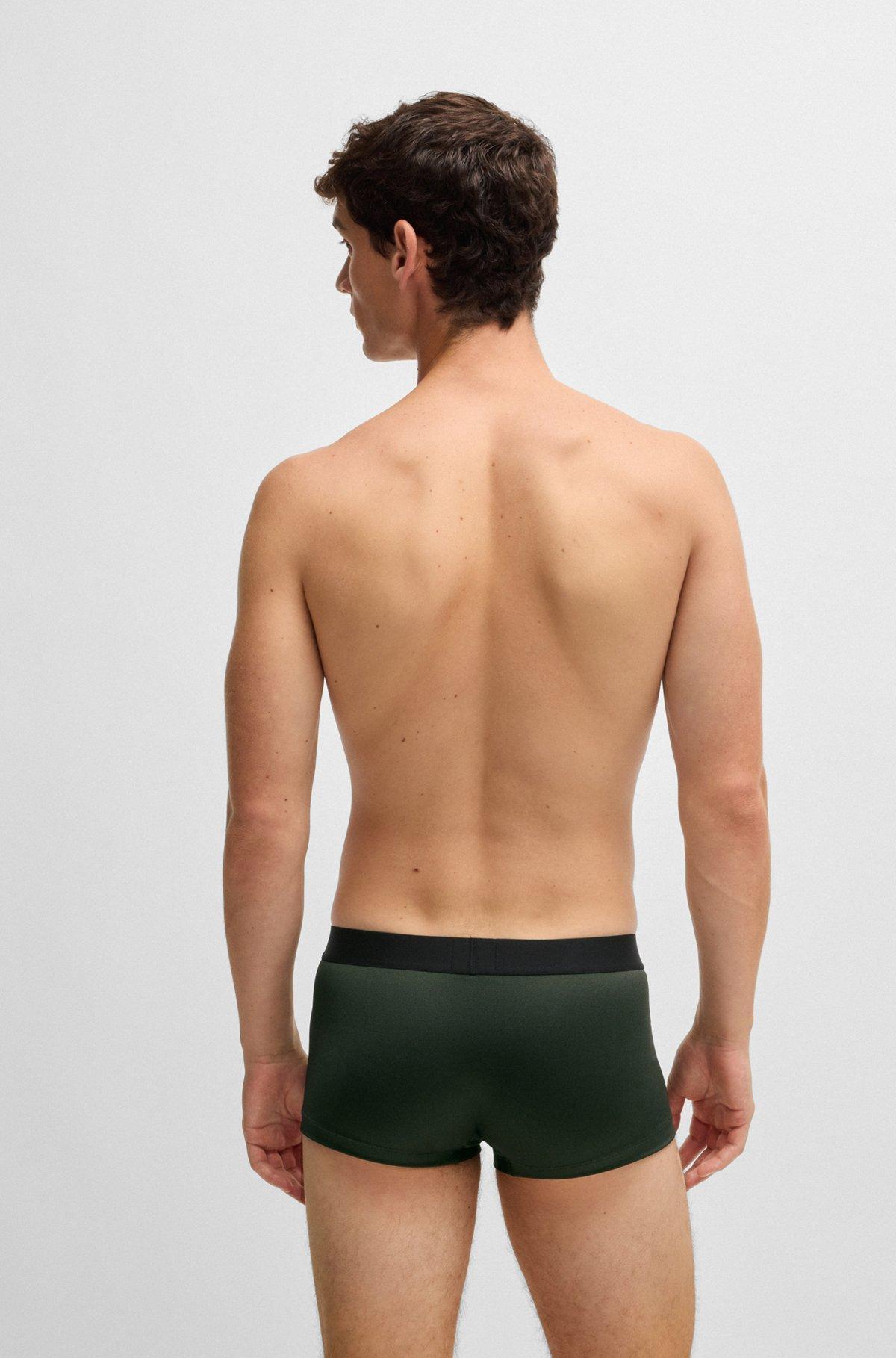 Shiny-piqué regular-rise trunks with logo waistband Product Image