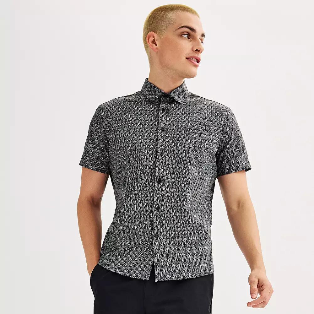 Men's FLX Slim Performance Untucked-Fit Button Down Shirt, Size: Medium SLIM, Kacey Beige Product Image