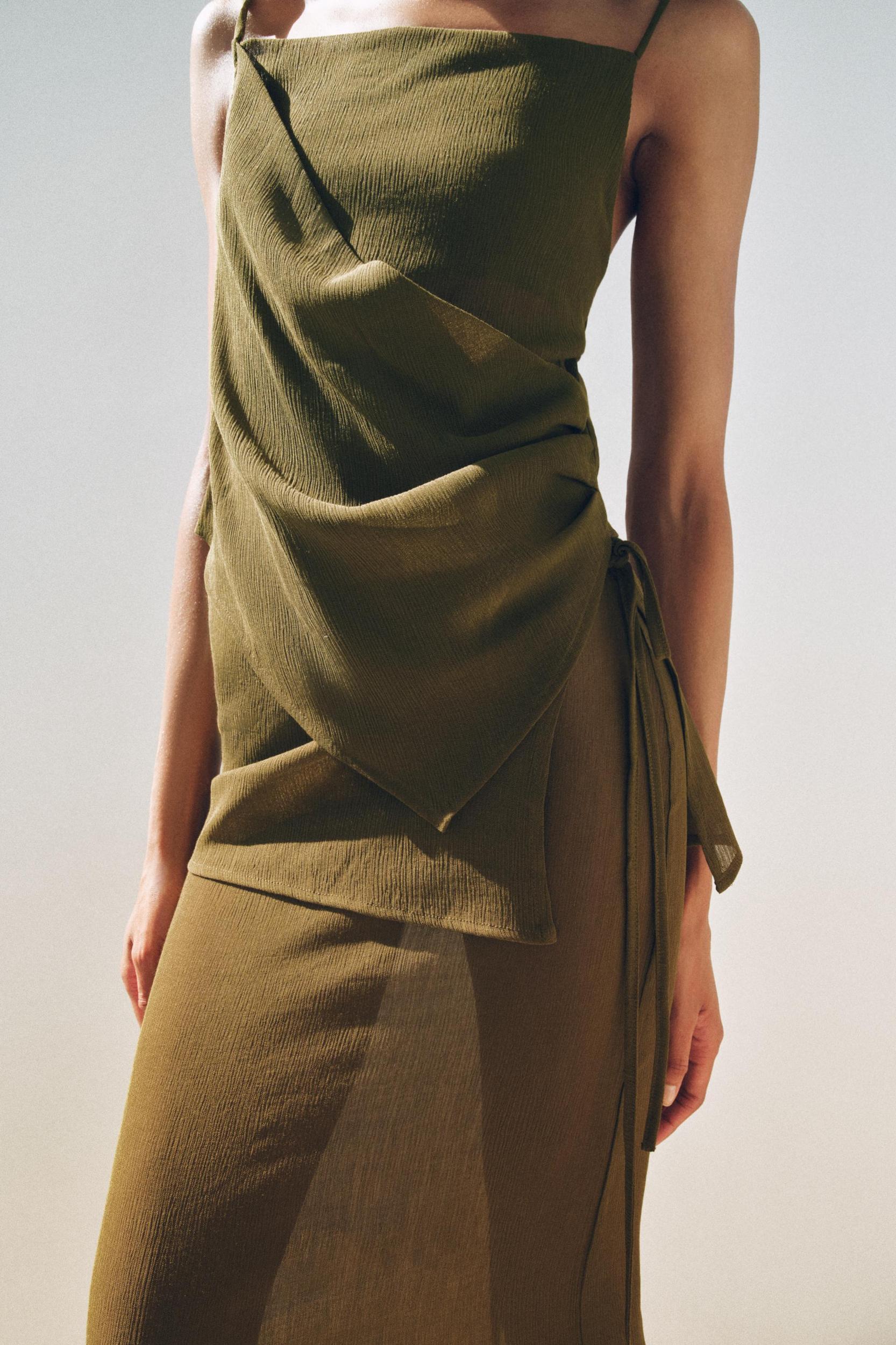 SEMI-SHEER TEXTURED WRAP SKIRT Product Image