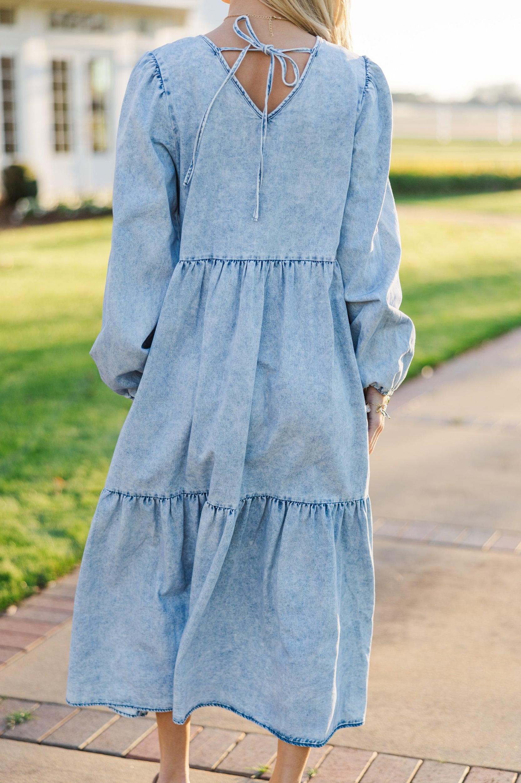 Take Your Chance Denim Blue Midi Dress Female Product Image