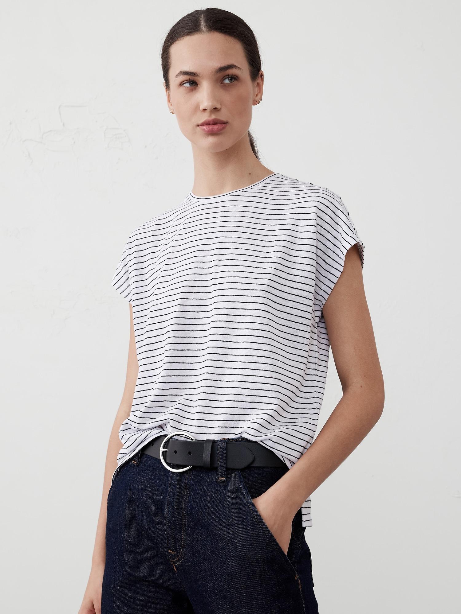 Linen-Blend Dolman T-Shirt Product Image