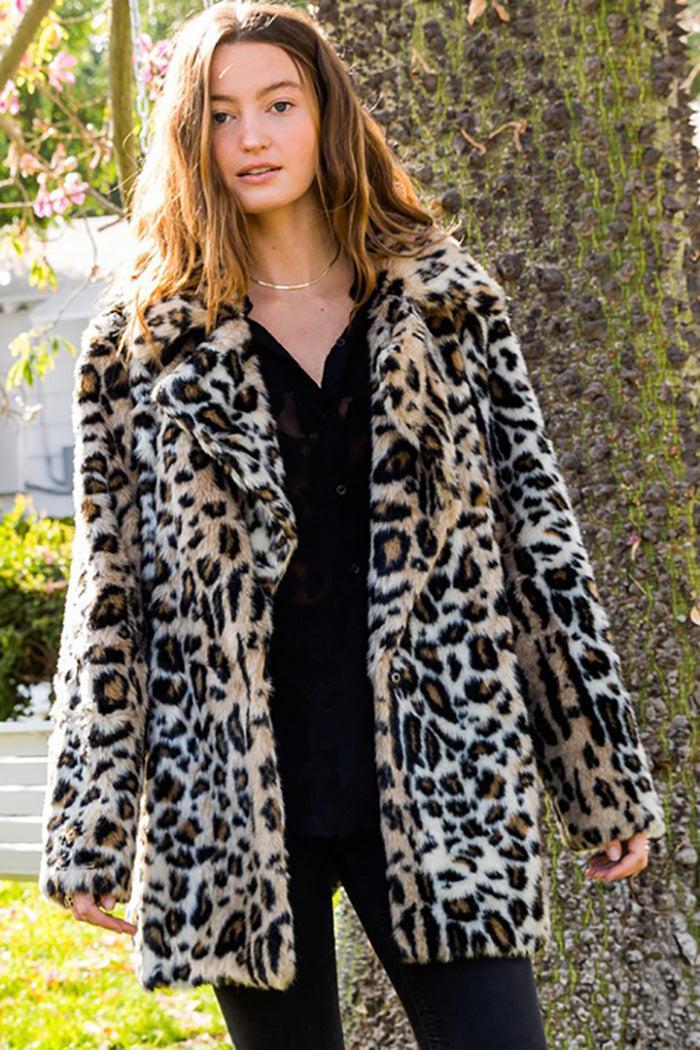 Faux Fur Leopard Jacket Product Image