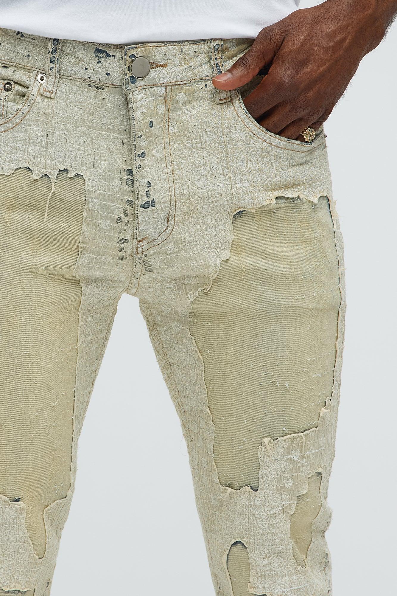 Shredded Shock Distressed Stacked Skinny Flare Jeans - Light Wash Product Image