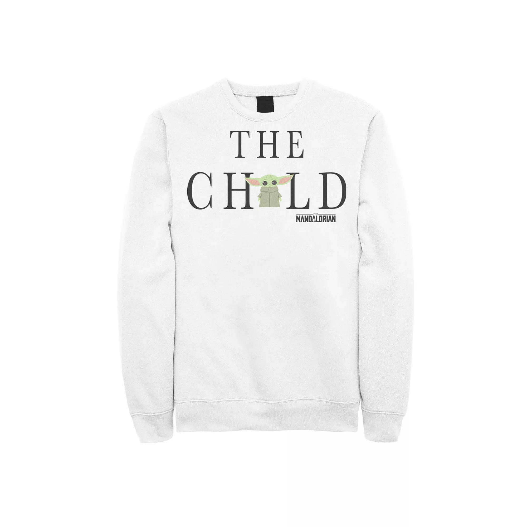 Men's Star Wars The Mandalorian The Child Simple Text Portrait Sweatshirt, Size: XXL, White Product Image